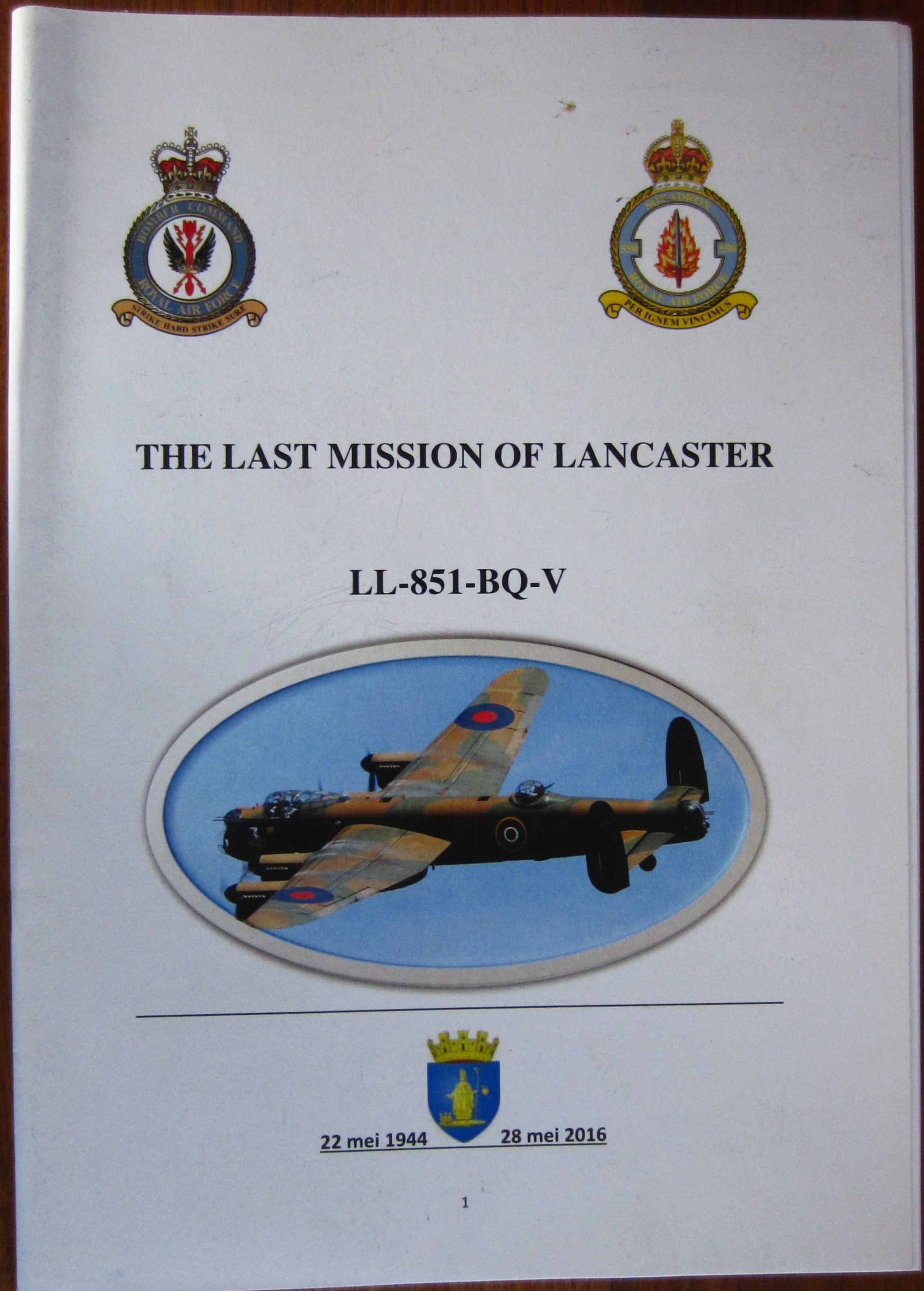 The last mission of Lancaster LL-851-BQ-V