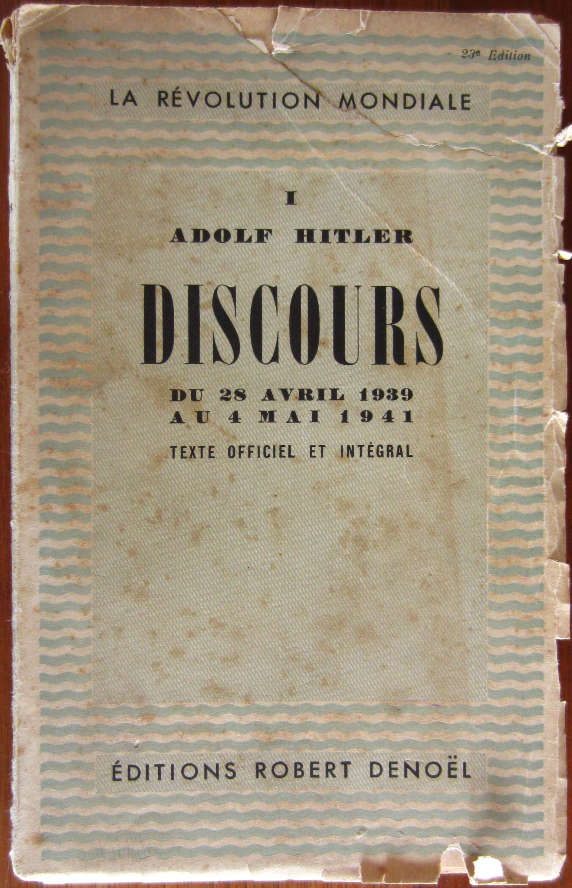 Discours du 28 avril 1939 au 4 mai 1941