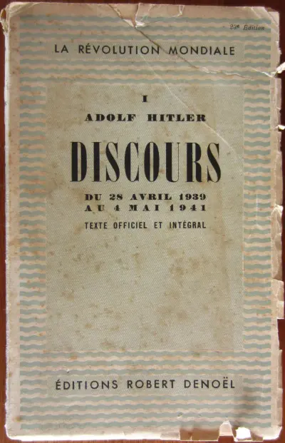 Discours du 28 avril 1939 au 4 mai 1941