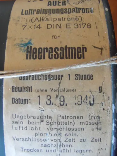 Auer Luftreinigungspatrone für Heeresatmer 13.9.1940
