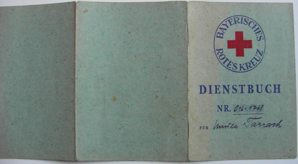 Dienstbuch Bayerisches Rotes Kreuz - Nr. 016-1768 - Ursula Tarrach - 1948 (see also Arbeitsbuch of her)
