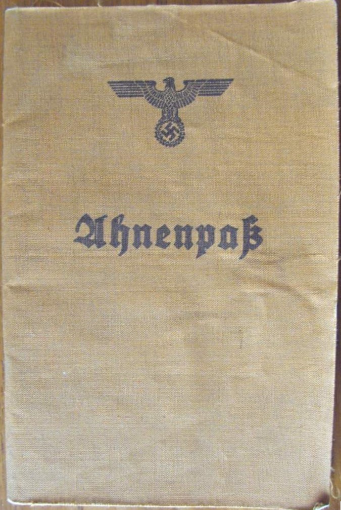 Ahnenpass (brown) - eagle on swastika - Zimmermann Alfred