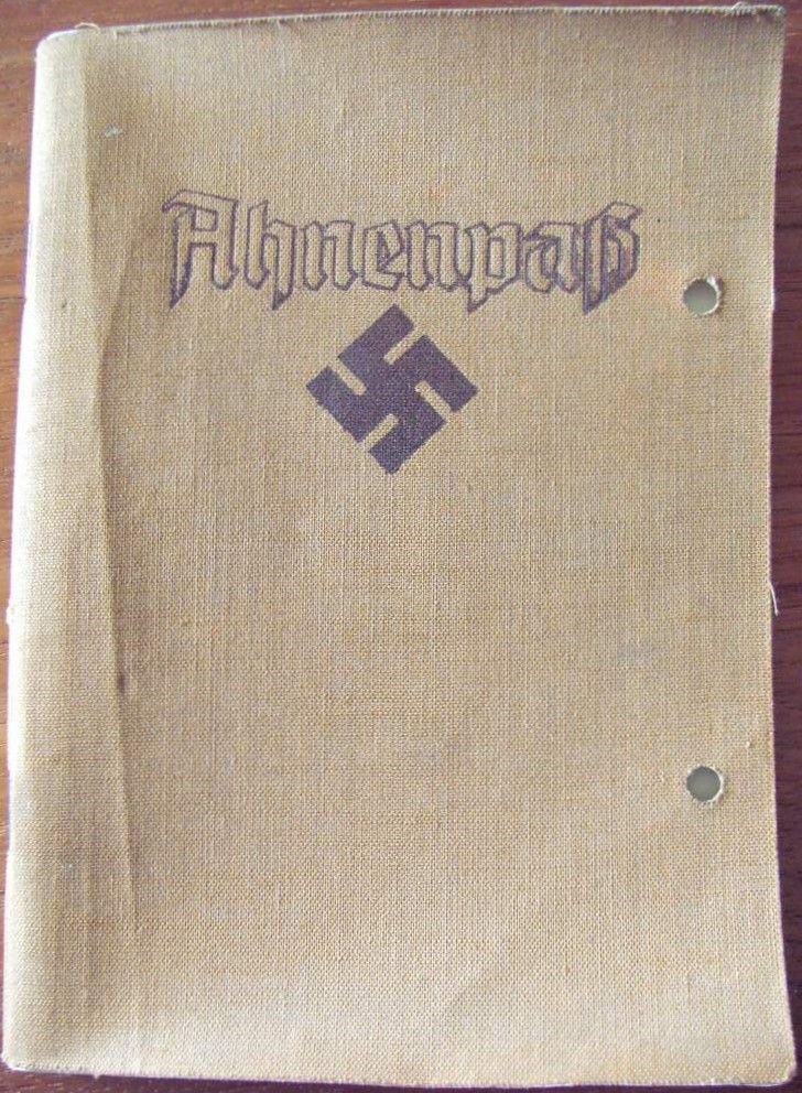Ahnenpass (brown) - swastika - Hübner Ferdinand