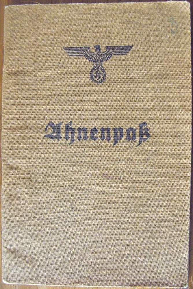 Ahnenpass (brown) - eagle on swastika - Willmann Anna