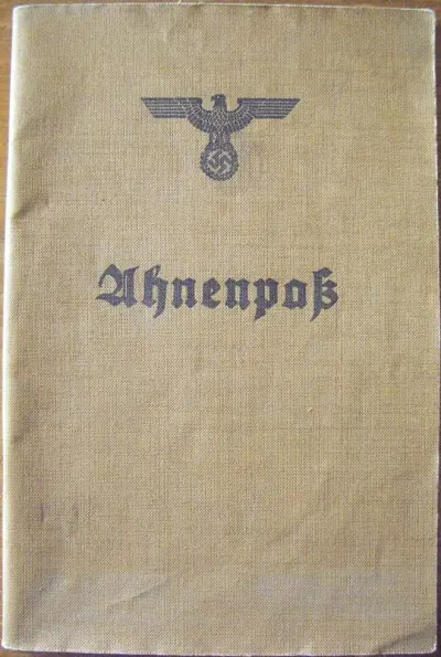 Ahnenpass (brown) - eagle on swastika - Hildegard Dallwig