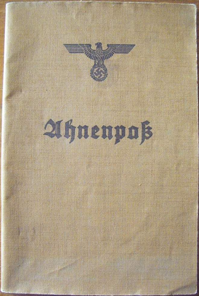 Ahnenpass (brown) - eagle on swastika - Hildegard Dallwig