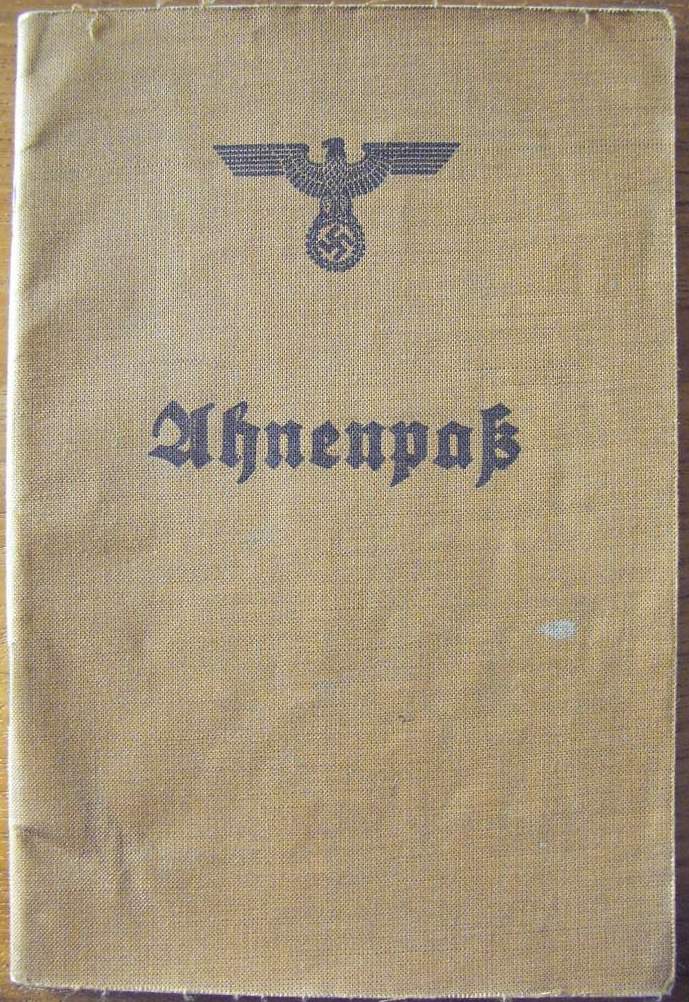 Ahnenpass (brown) - eagle on swastika - Maria Müller geb. Rockenfelder