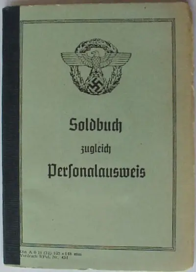 Soldbuch zugleich Personalausweis - Polizei - Bernhard Josef Risau