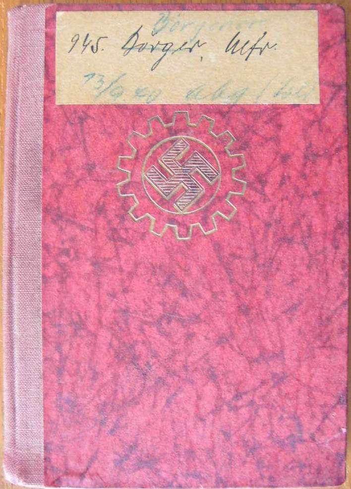 DAF Mitgliedsbuch -Alfred Börgener