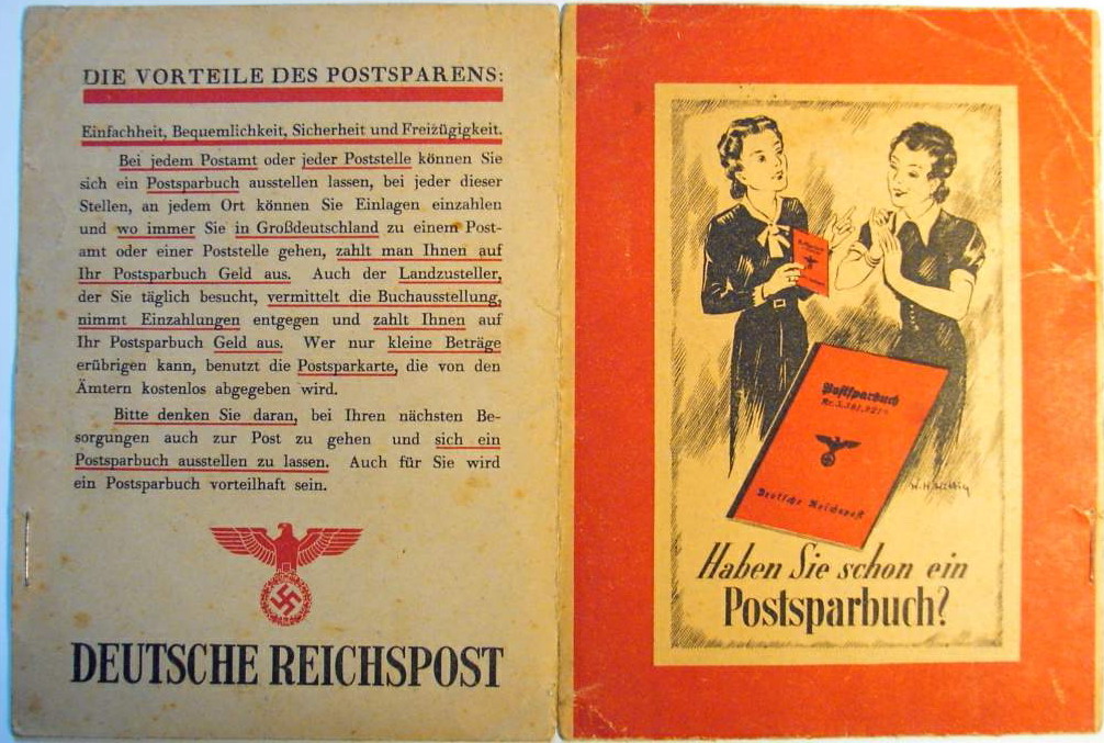 Protective sleeve for Postsparbuch Deutsche Reichspost