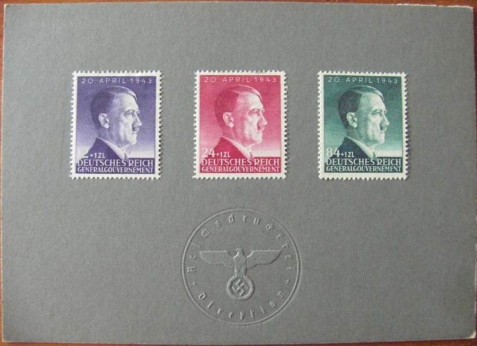 Postal item - Direktion Reichsdrückerei - 20. April 1943 - Hitler's head stamps GGT