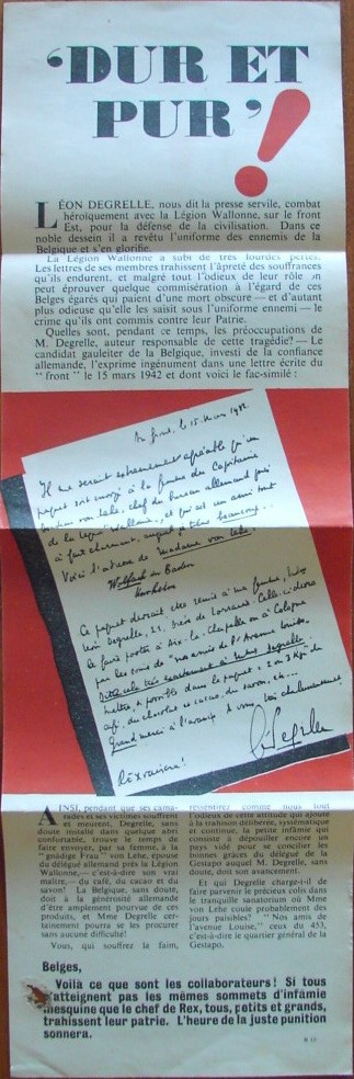 Pamphlet containing anti-Degrelle propaganda