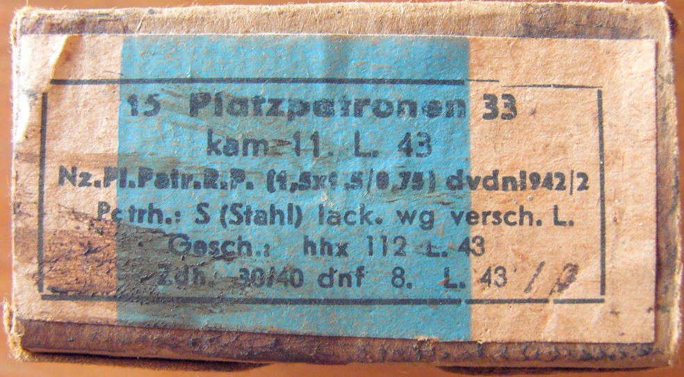 Ammo box - 15 Platzpatronen 33 - kam 11.L.43 - EMPTY!