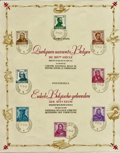 Stamp sheet - Enkele Belgische geleerden der XVIde eeuw - 1942