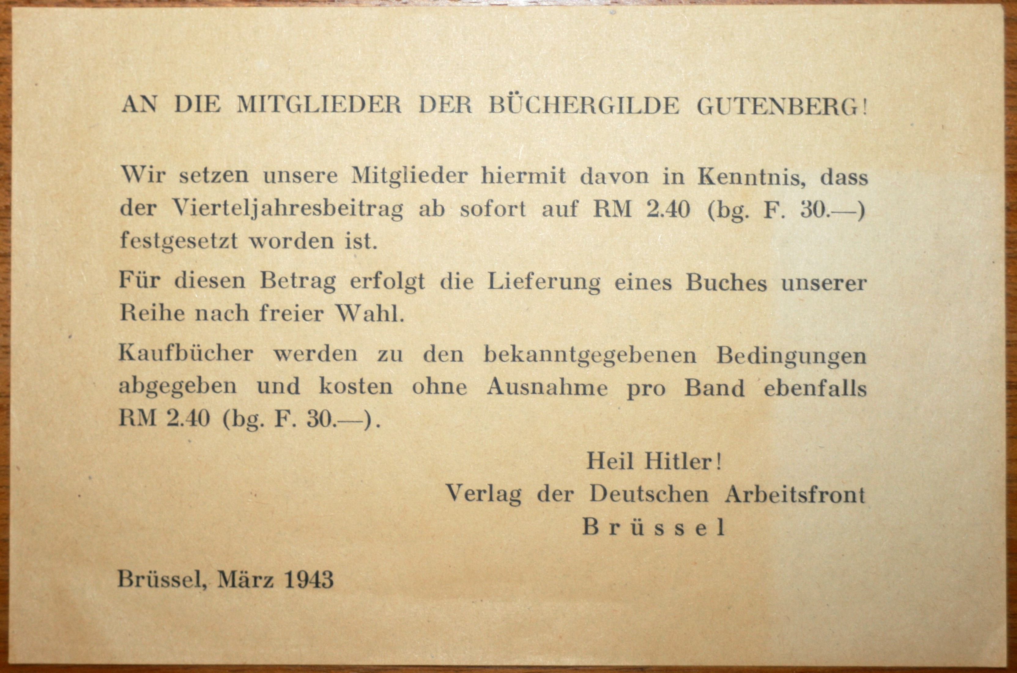 Verlag der Deutschen Arbeitsfront - Brüssel, März 1943