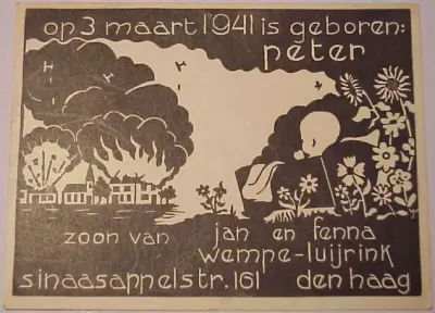 Birth card - 3 maart 1941 - Den Haag