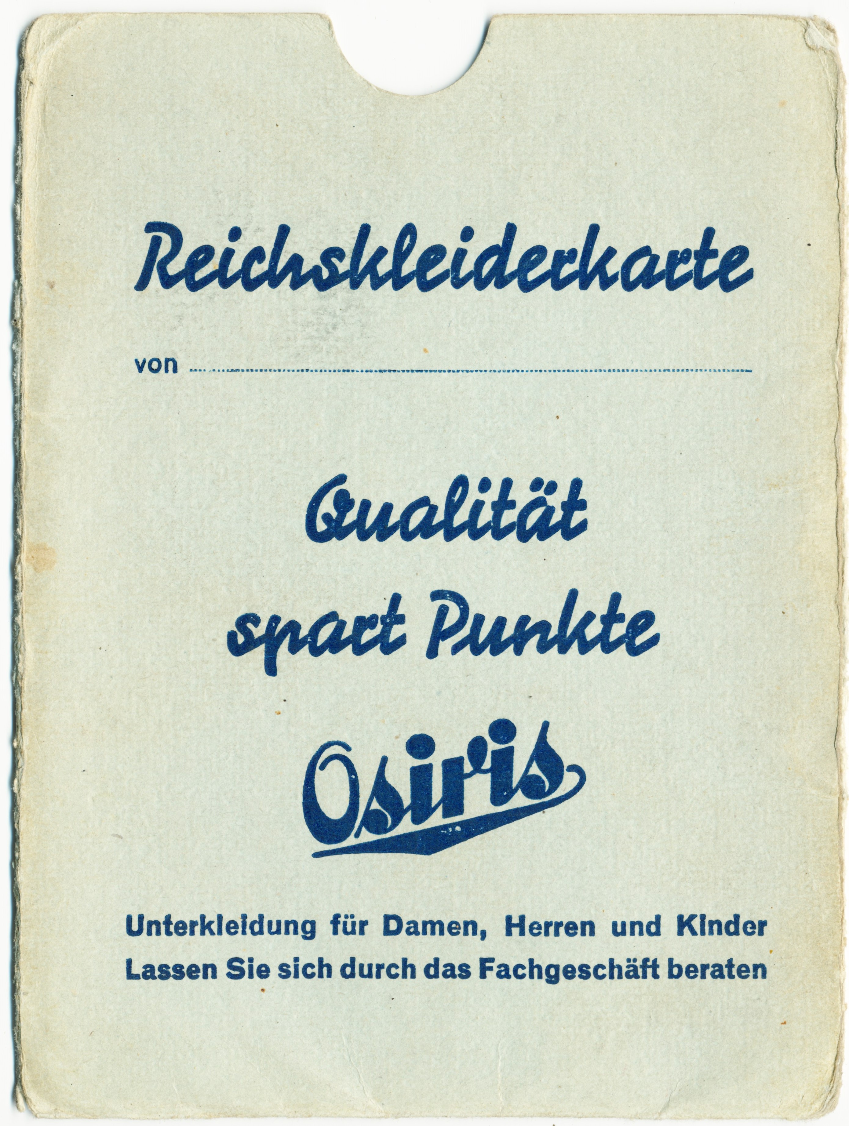 Sleeve Reichskleiderkarte + calender 1940/41