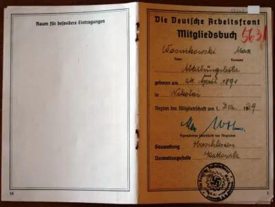 DAF Mitgliedsbuch - Max Wasnikowski
