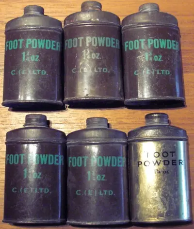 Foot powder - 1 3/4 oz - oval containers - brown + bronze