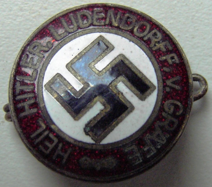 Party badge - Heil Hitler, Ludendorff, V. Gräfe - Ges.Gesch. - RZM M1/4x - Original?