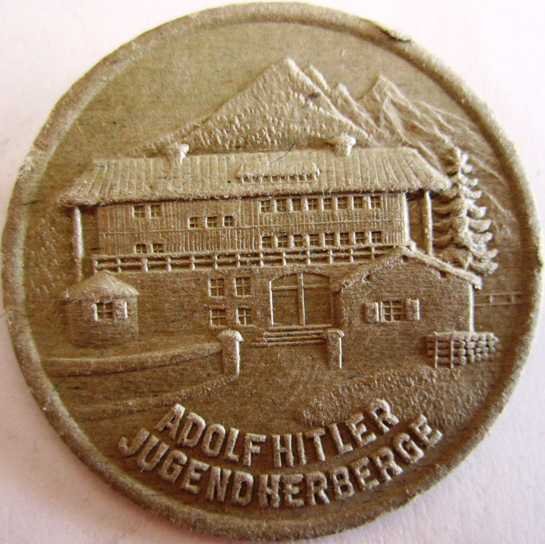 Adolf Hitler Jugendherberge - brown cardboard - with pin