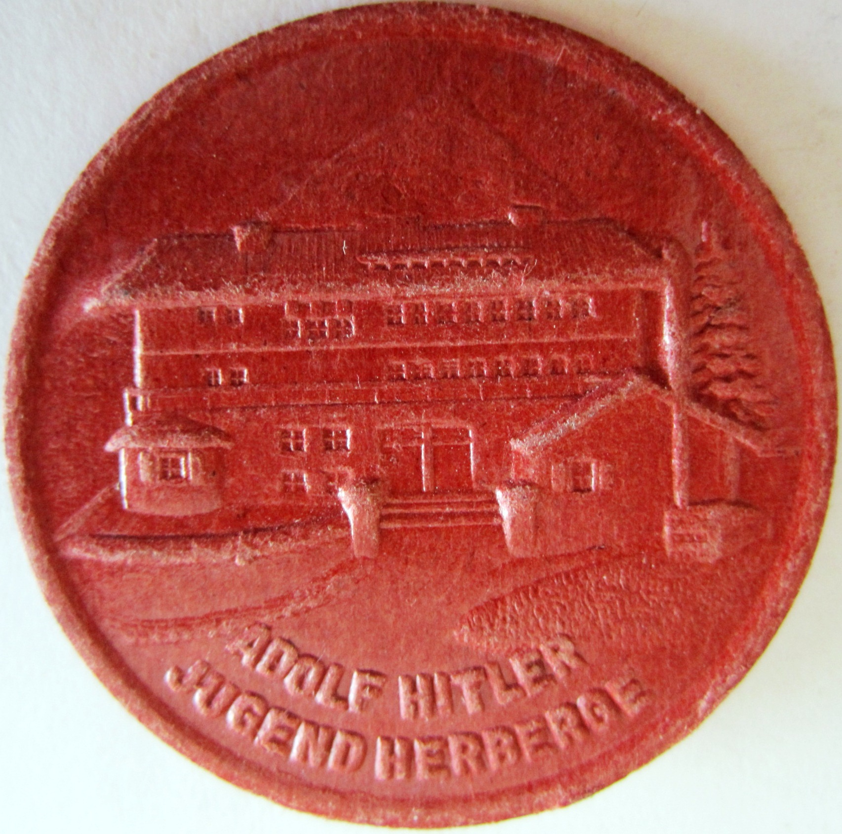 Adolf Hitler Jugendherberge - red cardboard - with pin