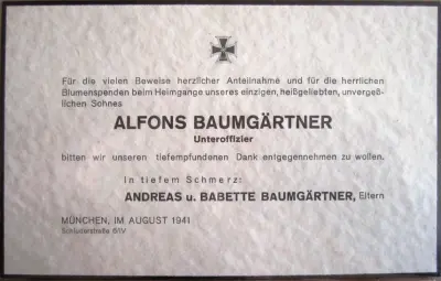 Death card : Alfons Baumgärtner