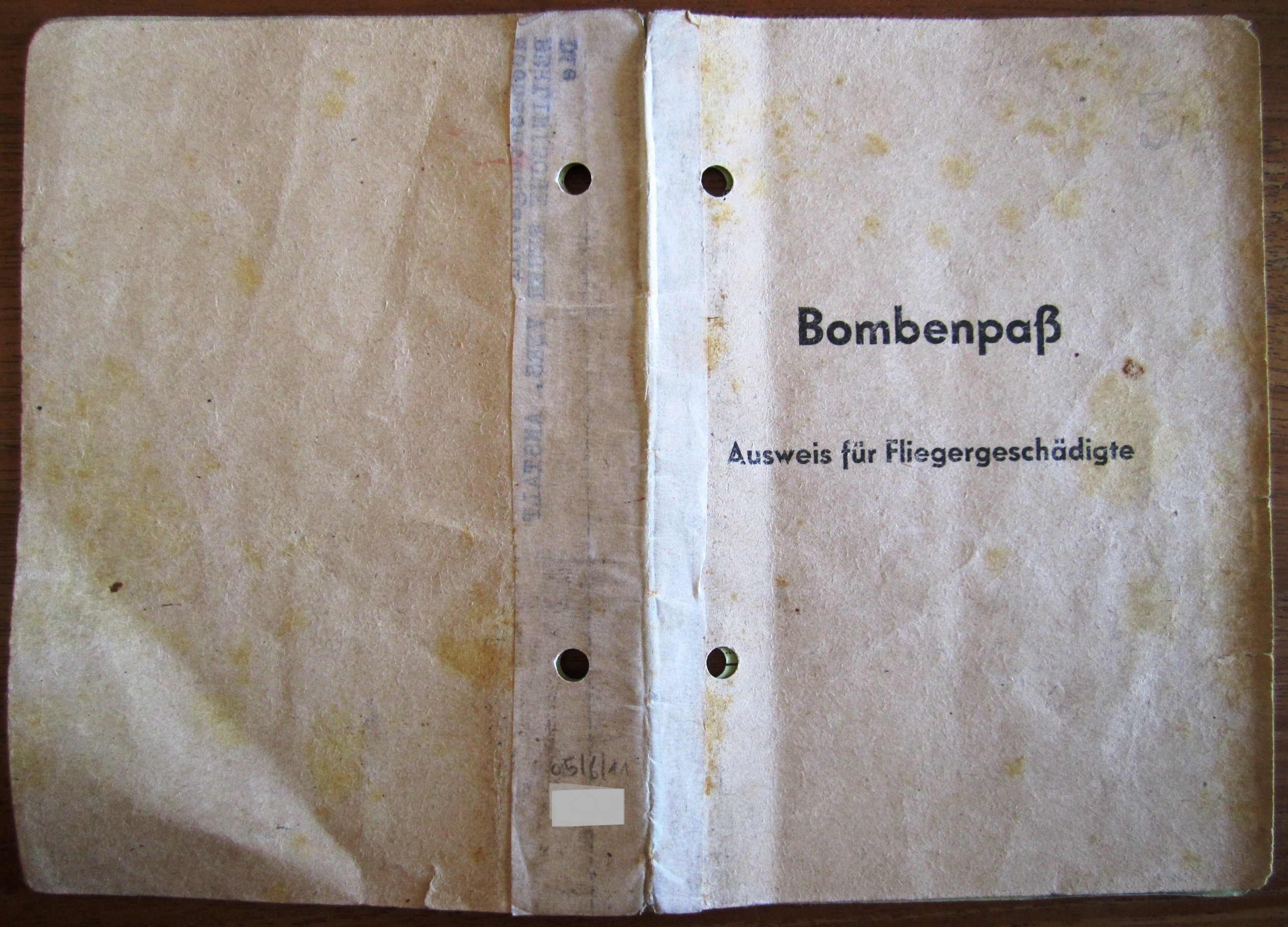 Bombenpass - Ausweis für Fliegergeschädigte - Hannover - Friedrich Seipel