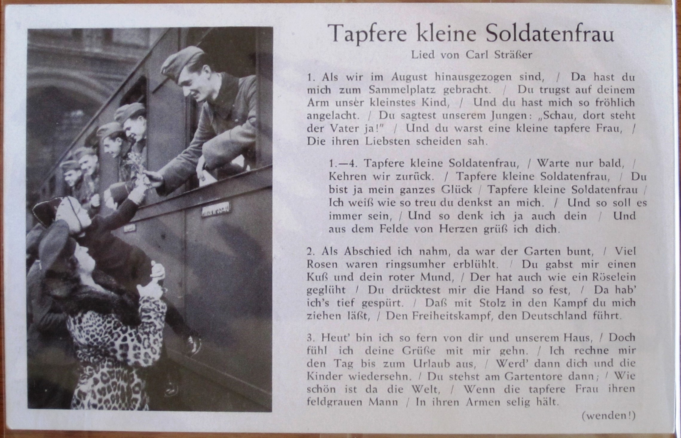 Postcard : Song : Tapfere kleine Soldatenfrau - Special-Verlag Robert Franke, Hamburg 36 - G/0592