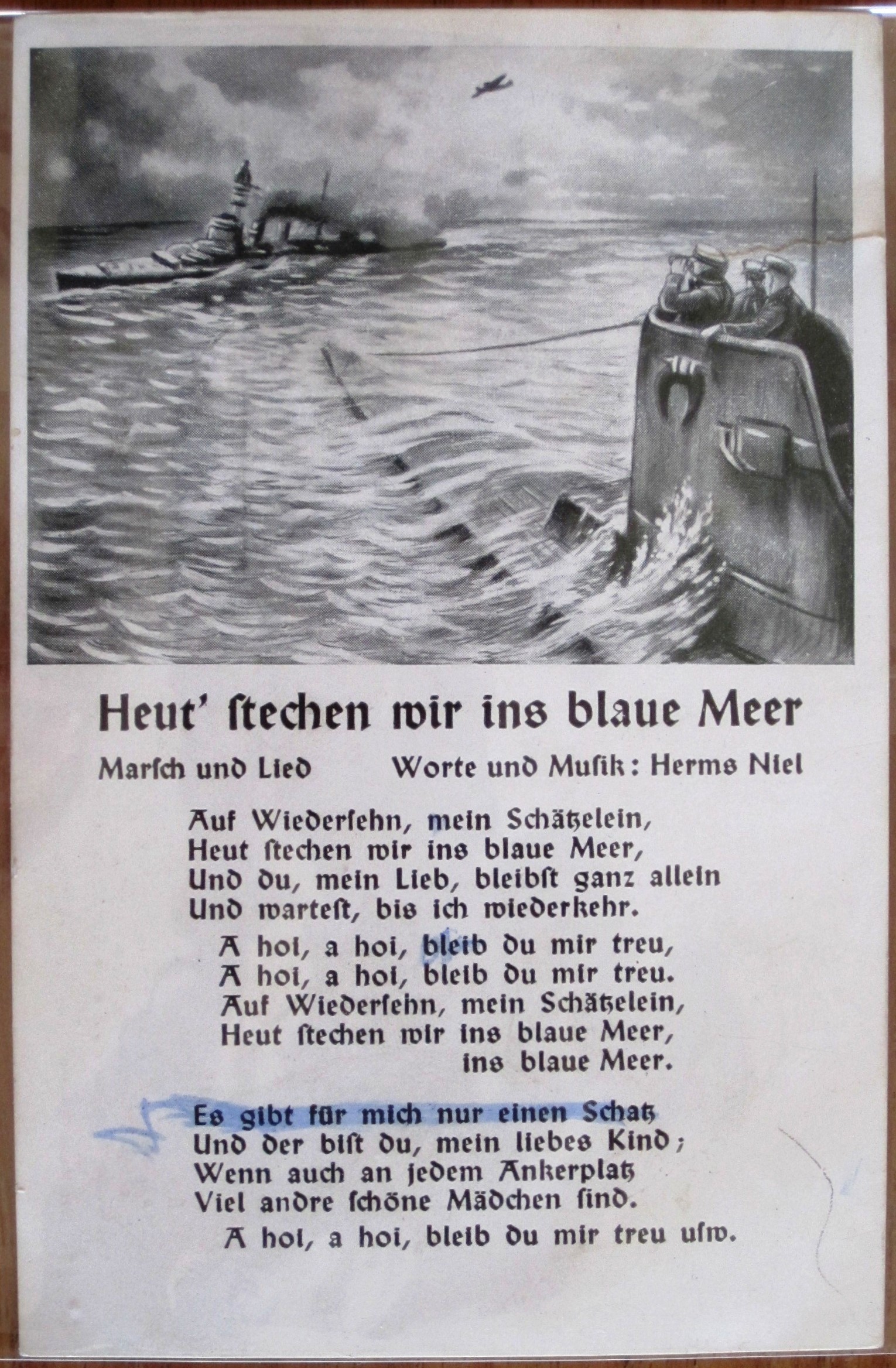 Postcard : Song : Heut' stechen wir ins blaue Meer - Verlag Joh. Böttger, Köln - Nr. 61