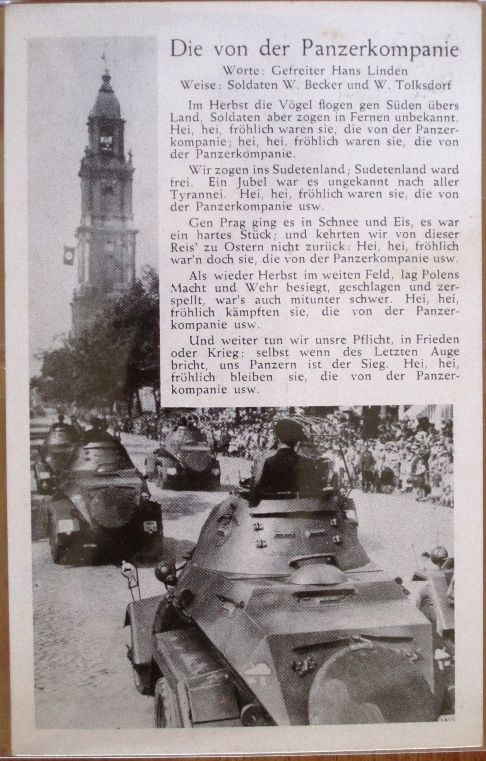 Postcard : Song : Die von der Panzerkompanie - G/0592