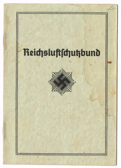 Reichsluftschutzbund - Mitgliedsausweis für Richard Moses - Landesgruppe Hessen / Rheinland-Süd - Orts-Kreisgruppe Wetzlar - Oberlahn - Usingen