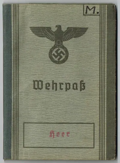 Wehrpass 2nd model + UK-Stellung + Wehrpass Notiz Muster D - 193/32/2 - Richard Moses