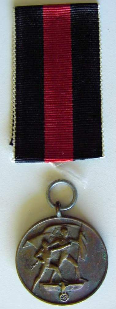 Anschlussmedaille Sudetenland - 1. Oktober 1938 with ribbon