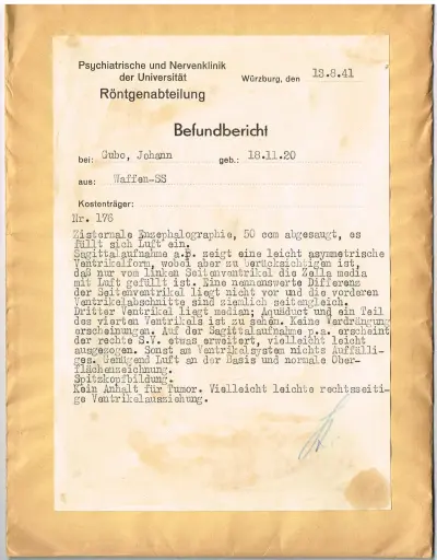 X-ray pictures Waffen-SS - Cubo Johann - 13.8.41