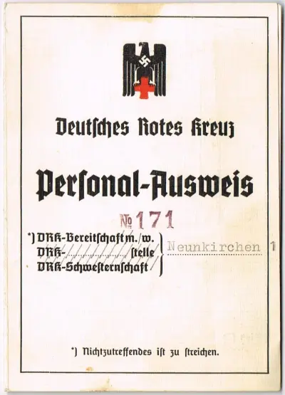 DRK Personal-Ausweis Nr. 171 of Dora Blanasch