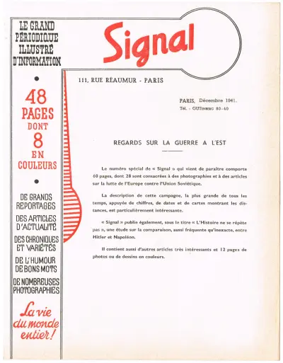 Signal advert - Paris, Décembre 1941
