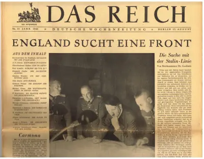 Das Reich - Jahr 1941 - Nr. 33 - Berlin 17. August 1941 - 30 Pfennig
