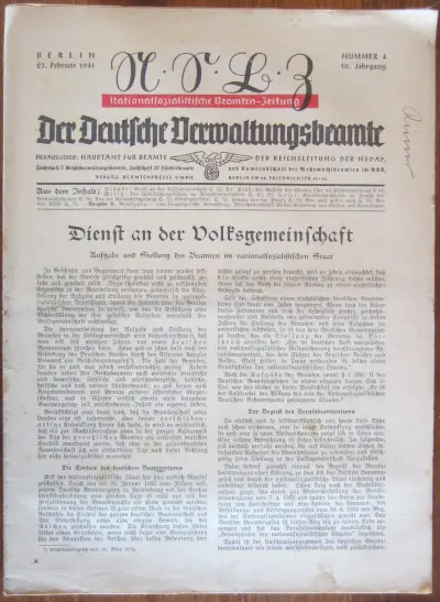 Nationalsozialistische Beamten-Zeitung - Der Deutsche Verwaltungsbeamte - 10. Jahrgang - Nummer 4 - Berlin 23. Februar 1941