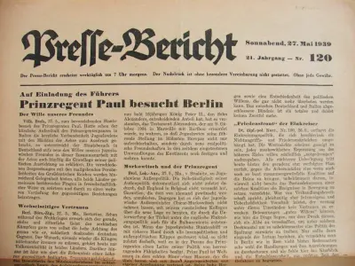 Presse-Bericht - 21. Jahrgang - Nr. 120 - Sonnabend, 27. Mai 1939