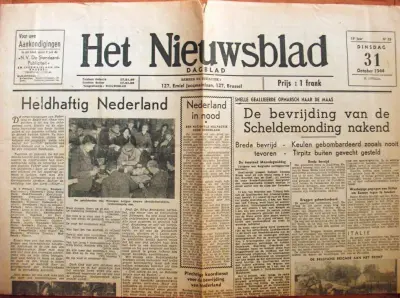 Het Nieuwsblad - 13e Jaar Nr 25 - Dinsdag 31 October 1944 - Prijs : 1 frank