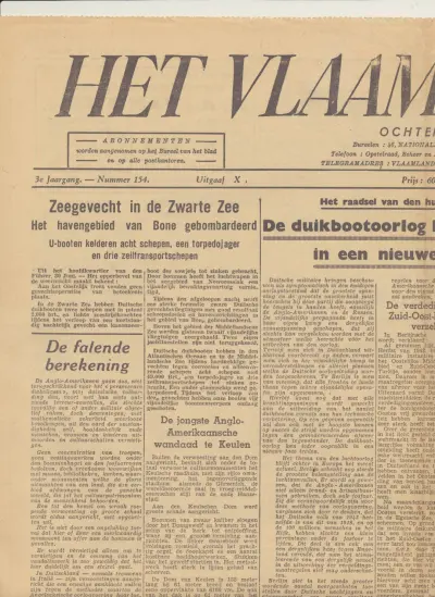 Het Vlaamsche Land - 3e Jaargang Nummer 154 - Uitgaaf X - Donderdag , 1 Juli 1943 - Prijs : 60 centiem