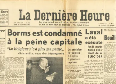 La Dernière Heure - 40 Année - N° 289 - Mardi 16 Octobre 1945 - Le Numéro : Un Franc