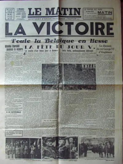 Le Matin - 52e Année - No 110 - Mercredi 9, Jeudi 10 et Vendredi 11 Mai 1945 -  1 Franc