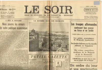 Le Soir - 55me Année - No 83 - Lundi 7 Avril 1941 -  Edition de 16 Heures - 10 Pages - 60 Cmes