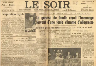 Le Soir - 59me Année - No 250 - Vendredi 12 Octobre 1945 ** - Prix : 1 Franc