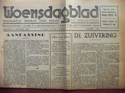 Het Woensdagblad - 9e Jaar - N° 28 - Woensdag 27 September 1944 - 4 Bladz. - Nummer : 1 FR.