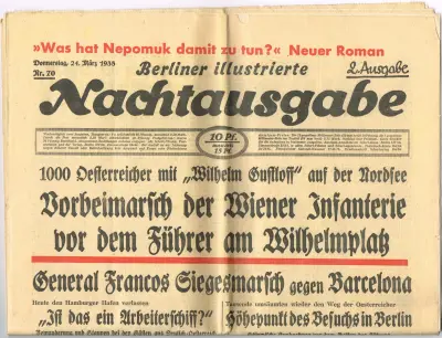 Berliner illustrierte Nachtausgabe - Nr. 70 - 2. Ausgabe - Donnerstag, 24. März 1938 - 10 Pf.
