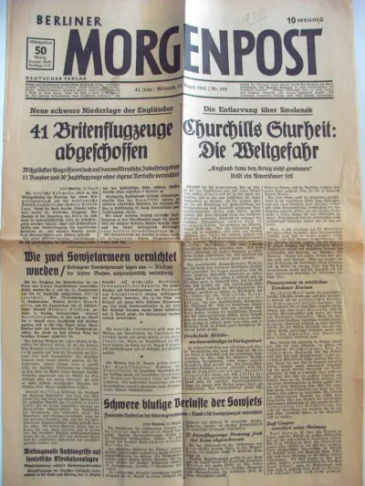 Berliner Morgenpost - 43. Jahr - Nr. 193 - Mittwoch, 13. August 1941 - Wochentlich 50 Pfennig  - 10 Pfennig